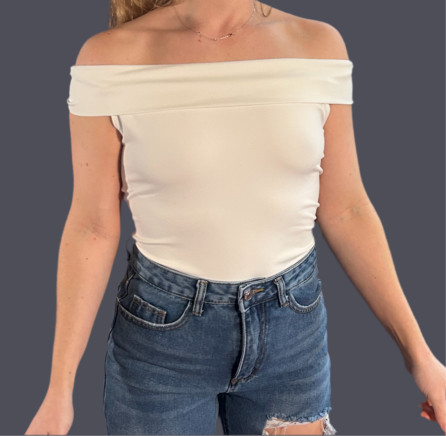White Rose Drop Shoulder Top