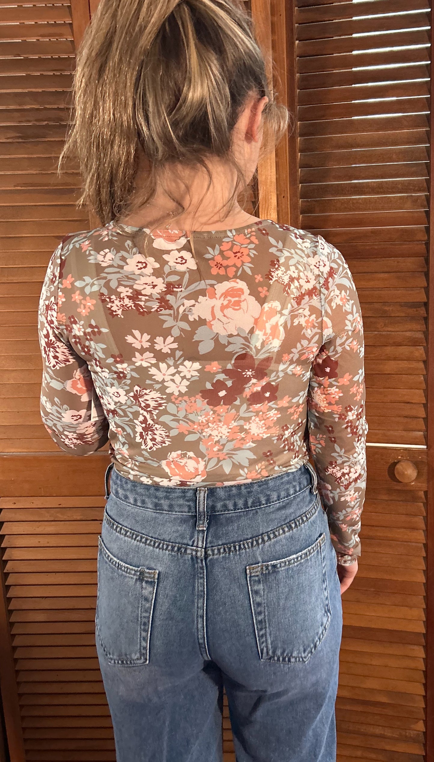Wild Flower Long Sleeve Mesh Top