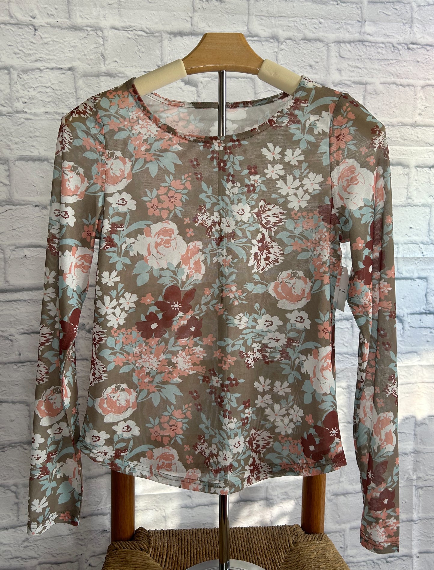 Wild Flower Long Sleeve Mesh Top