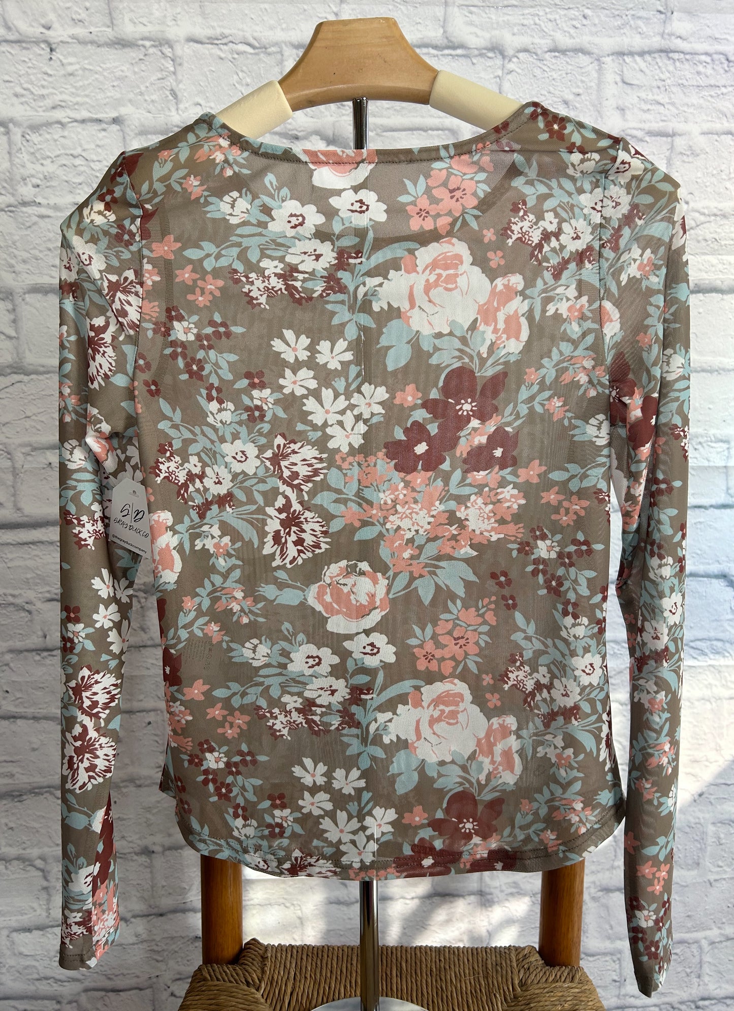 Wild Flower Long Sleeve Mesh Top